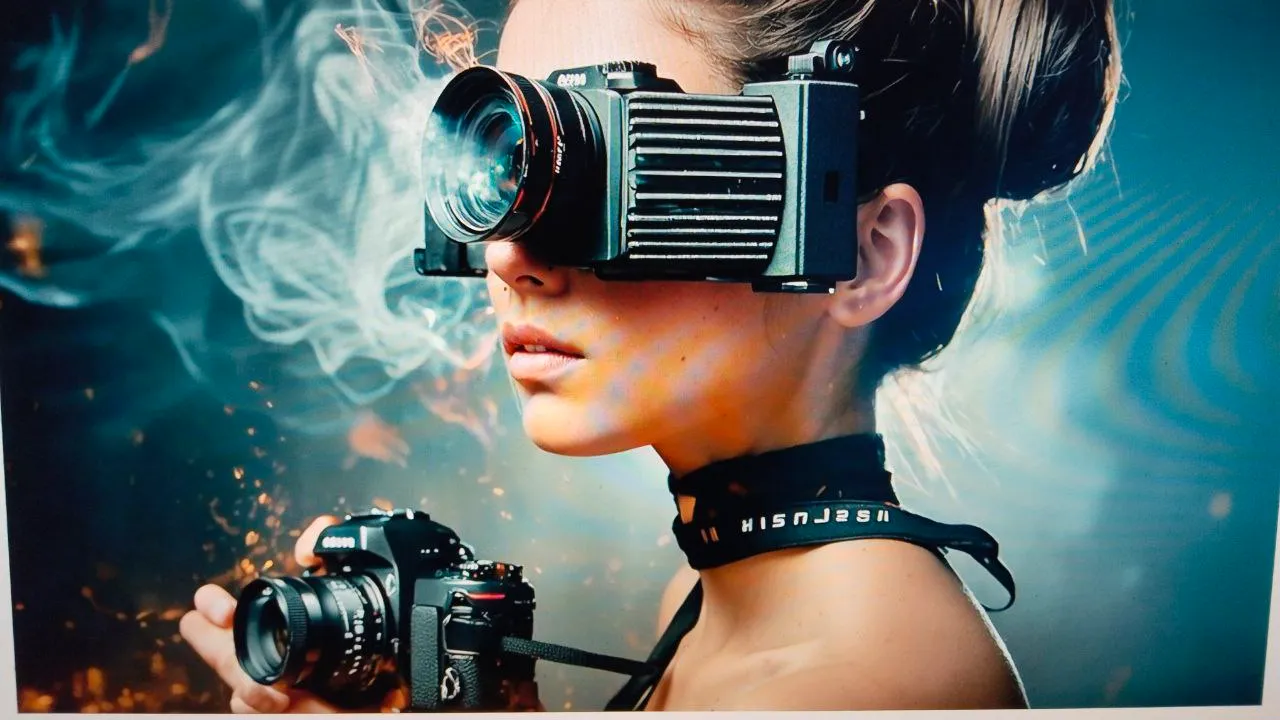 AI-графика, футуризм, digital art, камера, VR, концепт, визуал, креатив, technology,